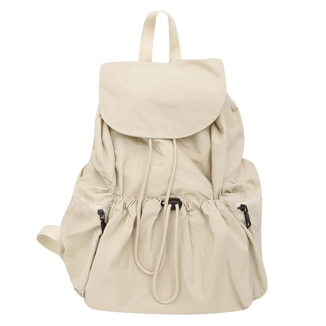 Nylon Plain Unisex Drawstring Backpack