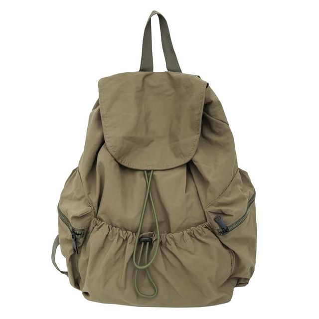 Nylon Plain Unisex Drawstring Backpack