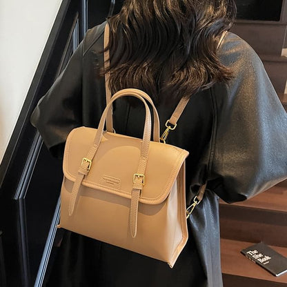 Flap Leather Backpack Faux