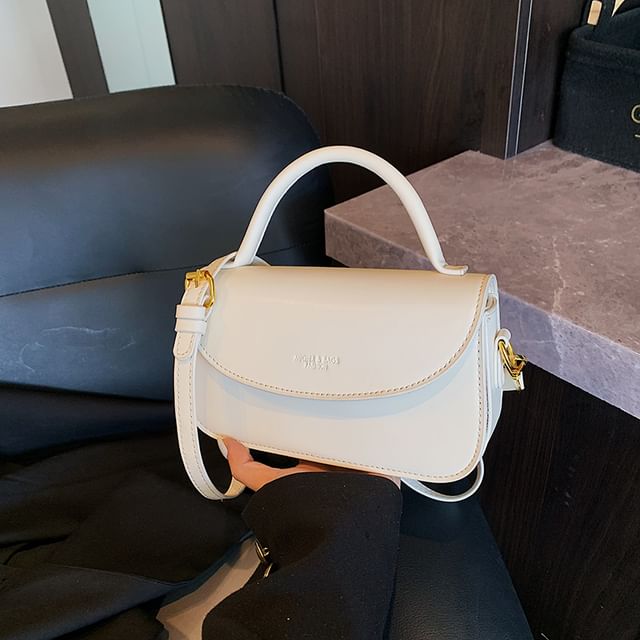 Handle Top Bag Crossbody Faux Flap Leather Plain