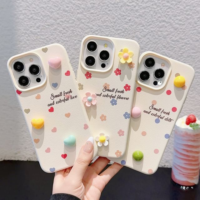 Floral / Heart / Bead Phone Case