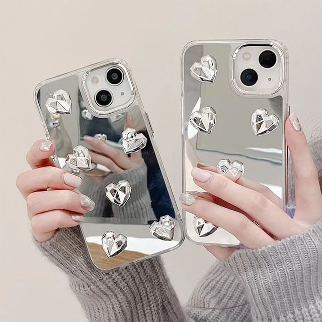 Low Poly Heart Mirrored Phone Case
