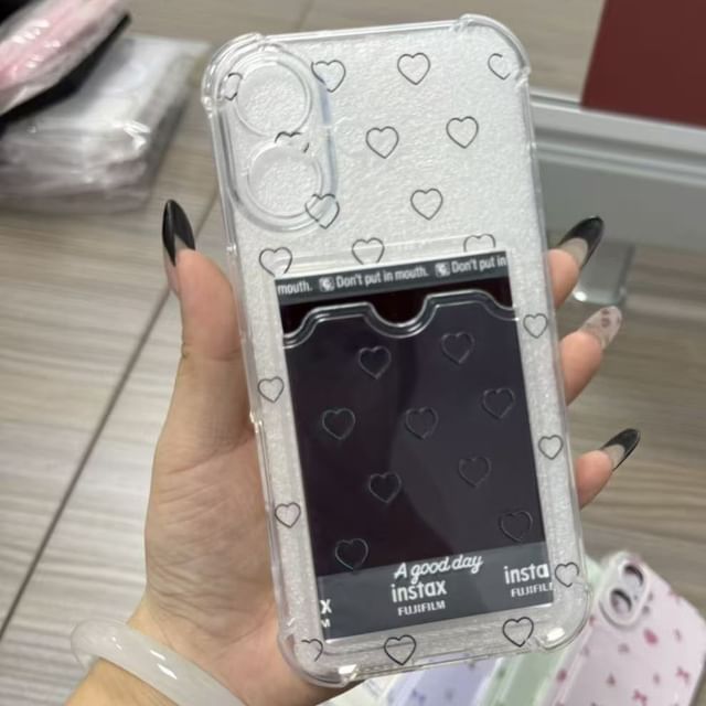 Heart Cutout Card Holder Phone Case