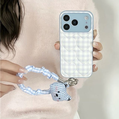 Heart Plaid Faux Leather Phone Case