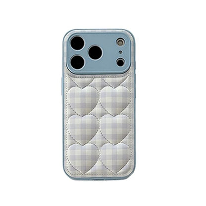 Heart Plaid Faux Leather Phone Case