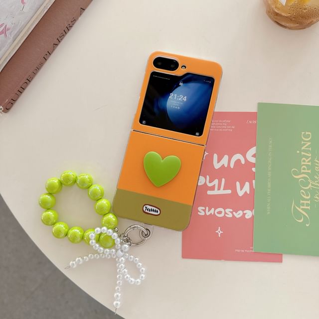 Heart Color Block Phone Case / Bow Strap / Set