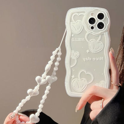 Heart Phone Case / Faux Pearl Strap / Set