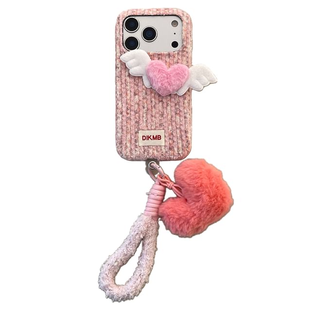 Flying Heart Flannel Phone Case / Strap / Set