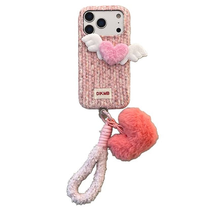 Flying Heart Flannel Phone Case / Strap / Set