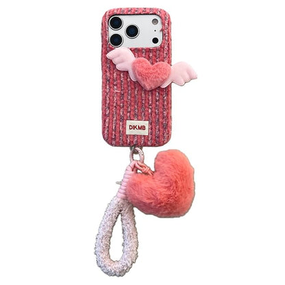 Flying Heart Flannel Phone Case / Strap / Set