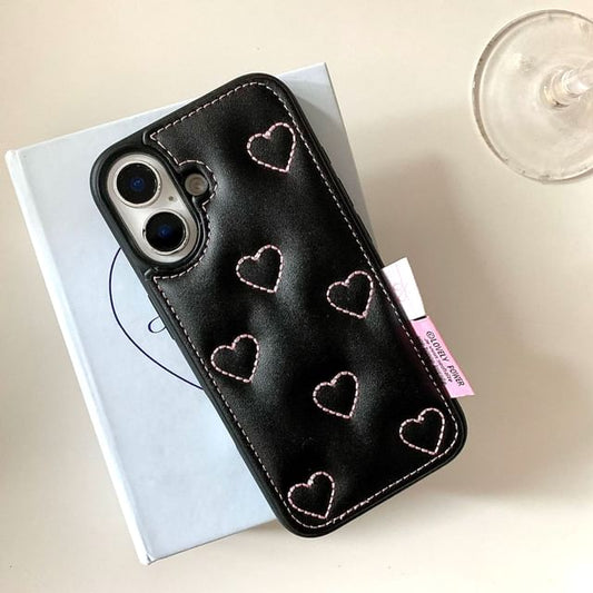Heart Faux Leather Phone Case