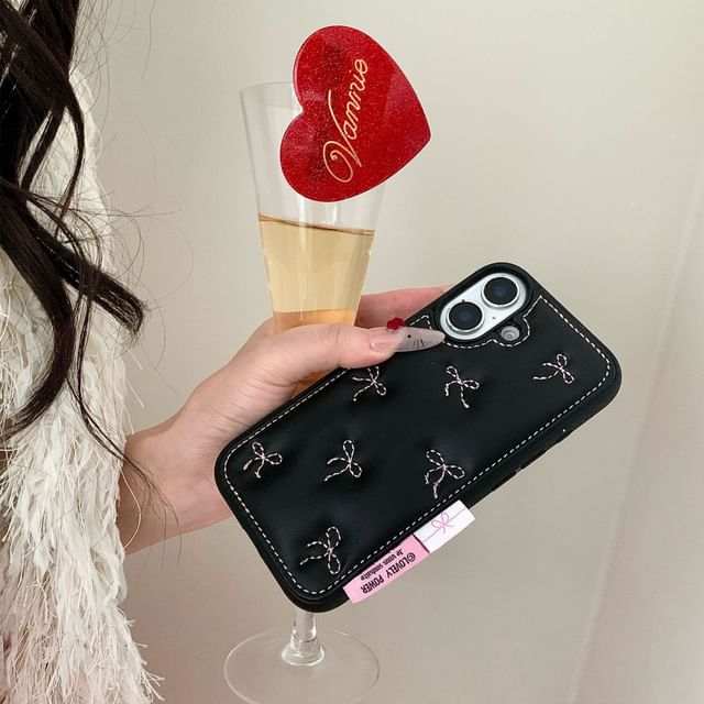 Heart Faux Leather Phone Case