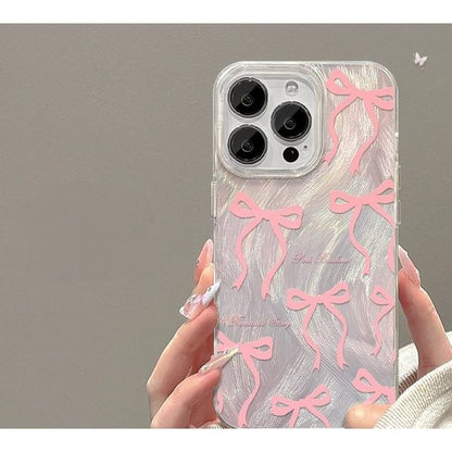 Heart / Ribbon / Faux Pearl Phone Case