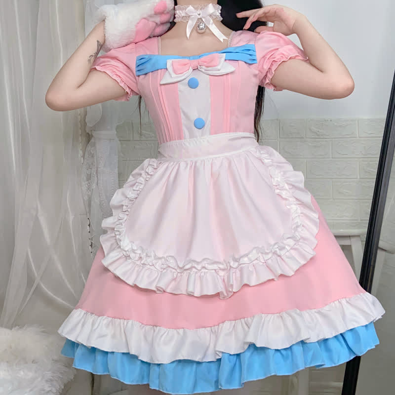 Lolita Bow Knot Ruffled Maid Dress