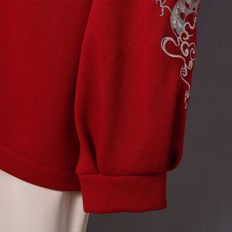 Drogon Embroidery Lace Up Plush Hooded Sweatshirt Dress