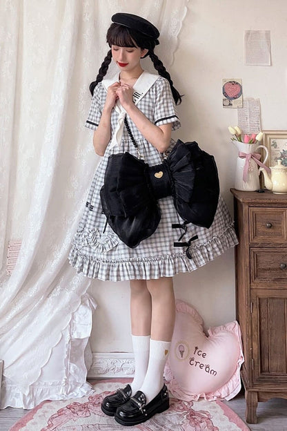 Big Black Bowknot Lolita Backpack