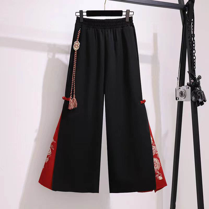 Red Vintage Dragon Hoodie Wide Leg Split Pants