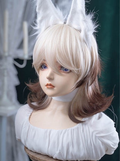 Color White 43CM Short Brown And Wig With Length Air Bangs Ouji Hair Ombre