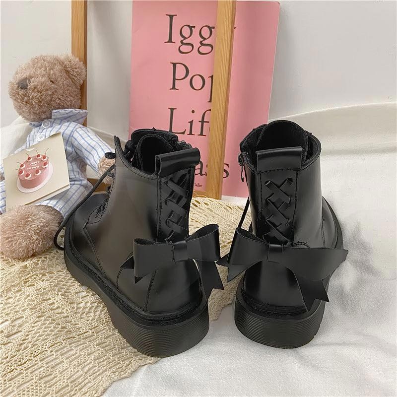 Sweet Bow Tie Lolita Flat Platform Boots