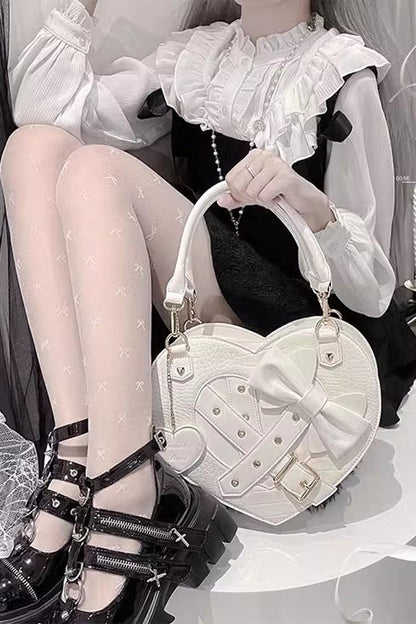 Lolita Heart Shaped Bowknot Buckle Bag