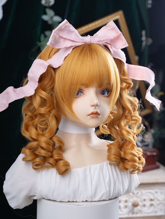 30CM With Length Yellow Clips Ponytail Synthetic Wig Double Claw