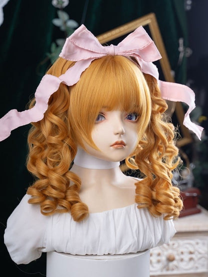 30CM With Length Yellow Clips Ponytail Synthetic Wig Double Claw