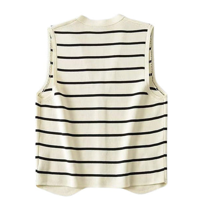 Soft Striped Button Up Vest