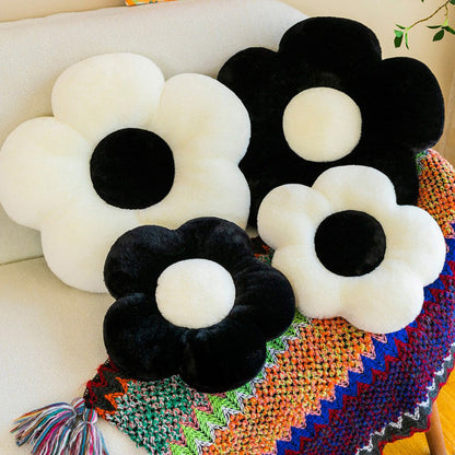 Black White Flower Pillow