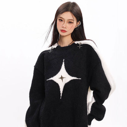 White Star Open-Shoulder Sweater