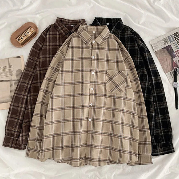 Retro Aesthetic Plaid Shirt W723