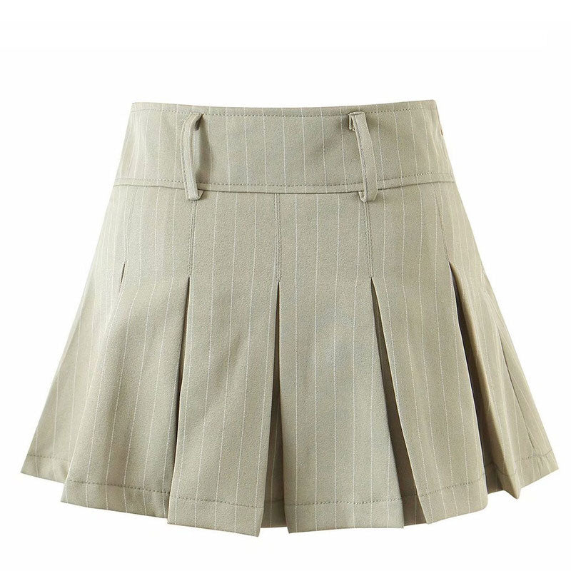 Striped Pleated Skirt