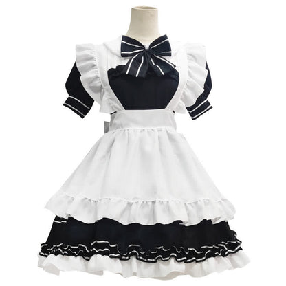 Lolita Devil Bow Knot Ruffled Maid Dress