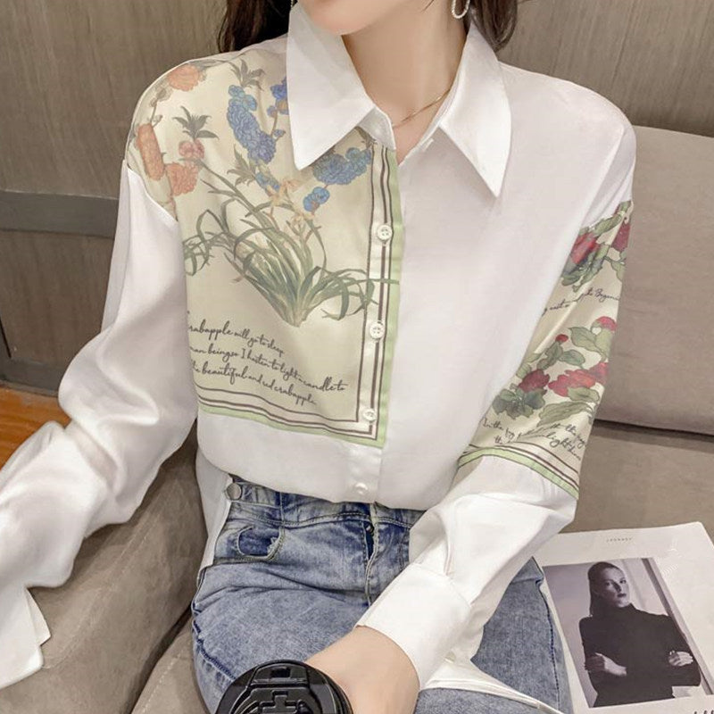 Sweet Floral Loose Lapel Shirt