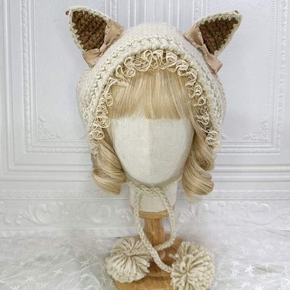 Cute Cat Ears Lace Lolita Hat Warm