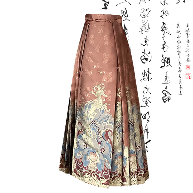 Chic Butterfly Print T-Shirt High Waist Pleated Skirt