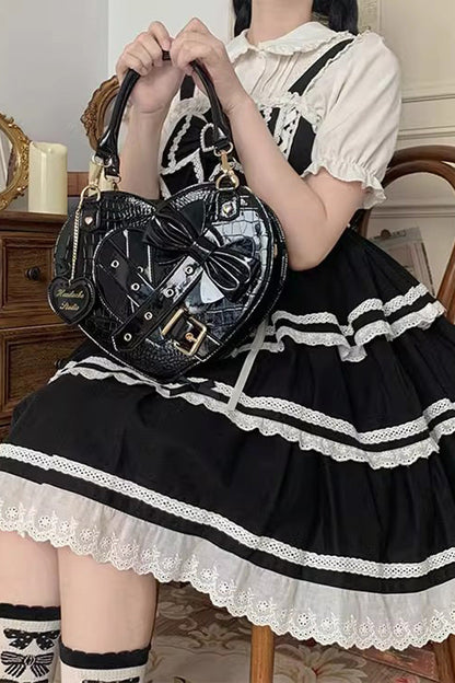 Lolita Heart Shaped Bowknot Buckle Bag