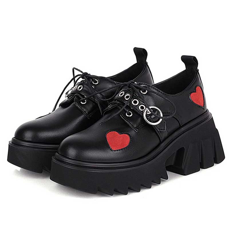 Y2K Red Heart Lolita Mary Janes Shoes