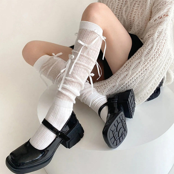 Lolita Bow High Socks