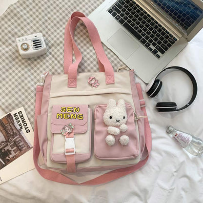 Lovely Bunny Square Canvas Crossbody Bag