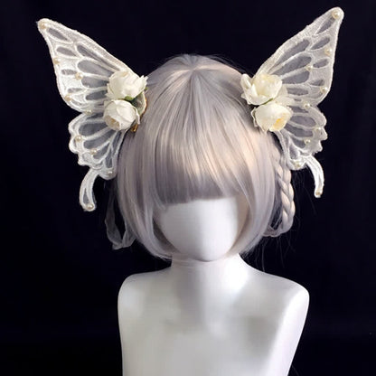 Pince à cheveux élégante en forme de papillon et de rose, accessoire pour cheveux d'Halloween