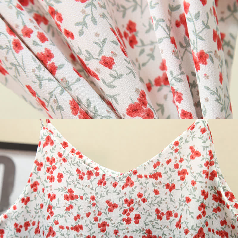 Floral Print Chiffon V-neck Cami Top