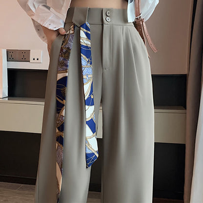 Wide Leg Drape Suit Pants With Waistband