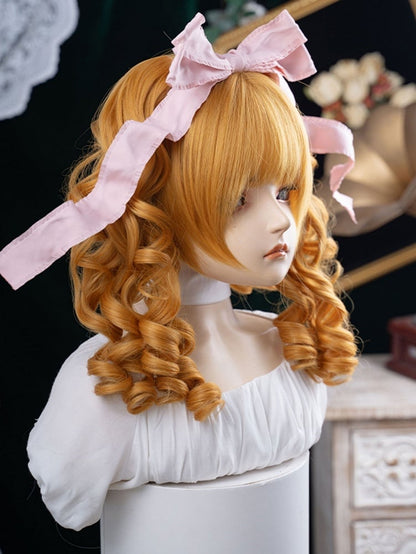 30CM With Length Yellow Clips Ponytail Synthetic Wig Double Claw