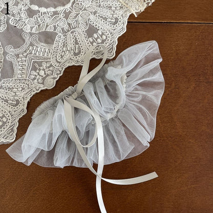 Blue Feather Loop Lace Overknee Leg With Cuffs Stockings