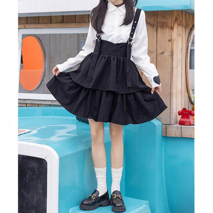 Cute Loose JK Overalls Skirt