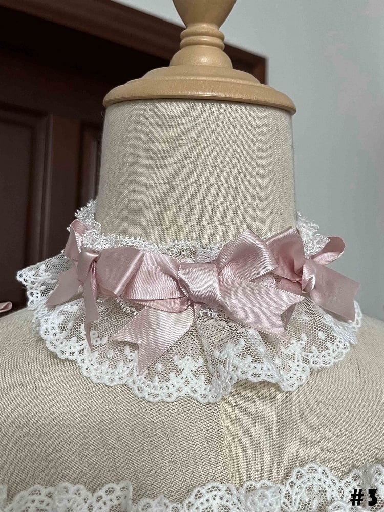 Pink White Bows Choker Decorated