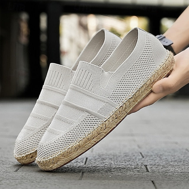 Design – Beige Woven Espadrilles with Men's Vacation