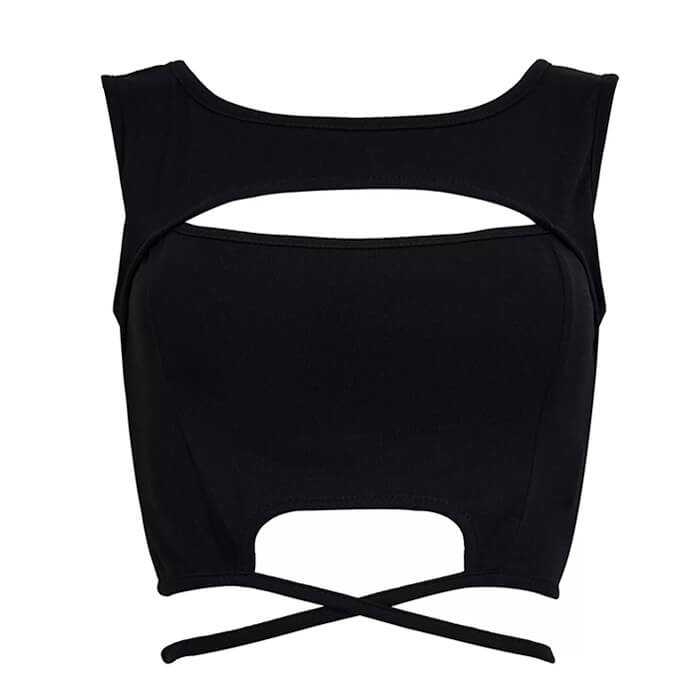 Black Cutout Crop Top