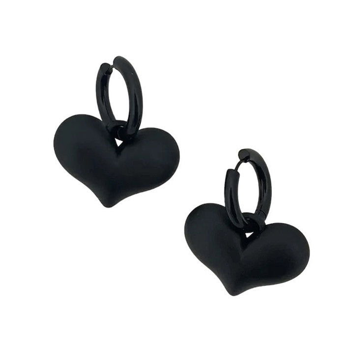 Black Heart Pendant Earrings