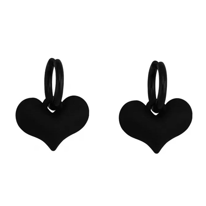 Black Heart Pendant Earrings